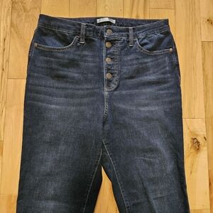 LC Lauren Conrad Super Skinny Super High Rise 10 Button Fly Dark Wash